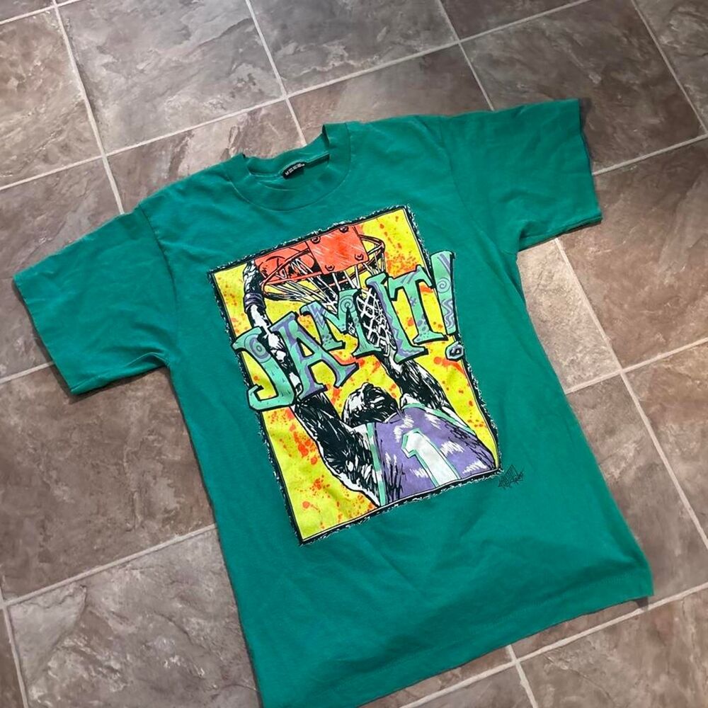 Vintage 1980s jam it mj basketball tee, size medium, single stitch all around